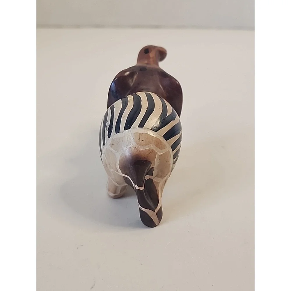 Handcarved‎ Soapstone Elephant Figurine  Handpainted Safari Patchwork 2.25